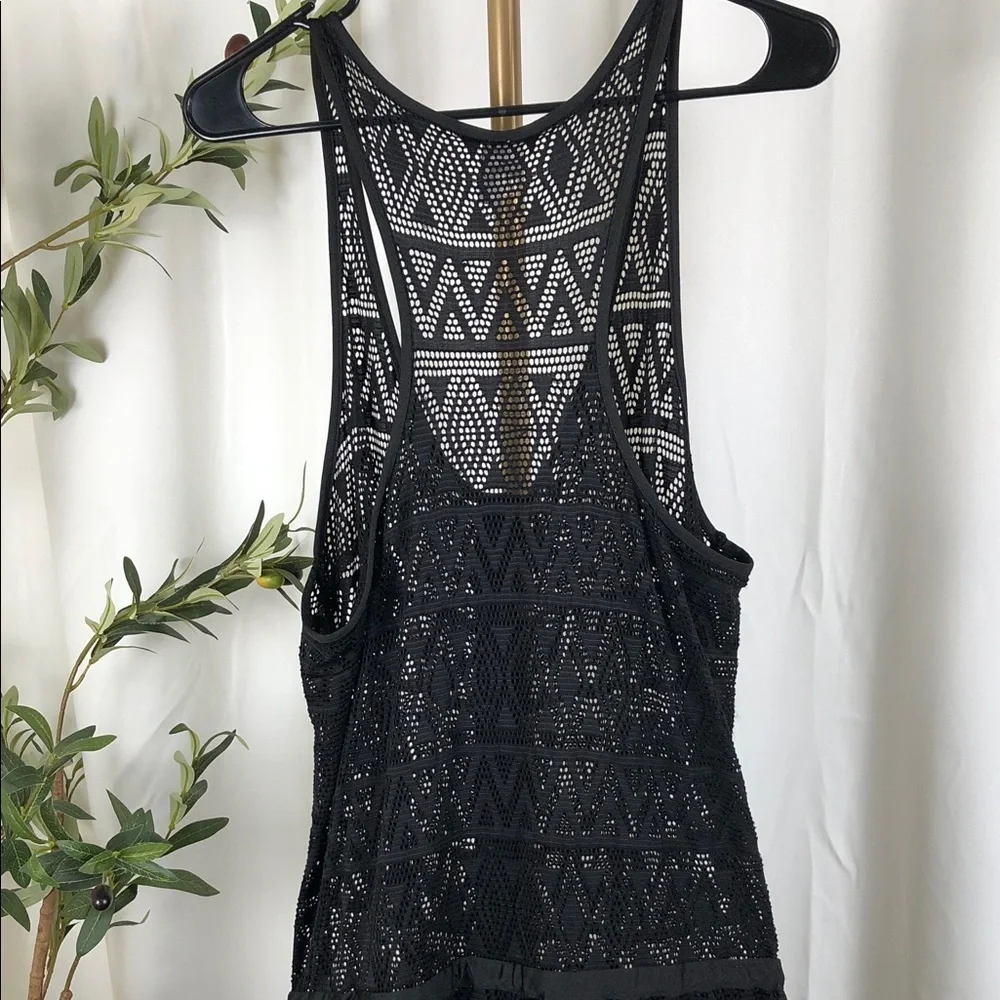Elegant Black Lace Jumpsuit Swim Coverup Sz M (S2)